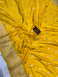 Yellow Pure Banarasi Handloom Katan Silk Saree - Aura Benaras