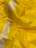 Yellow Pure Banarasi Handloom Katan Silk Saree - Aura Benaras