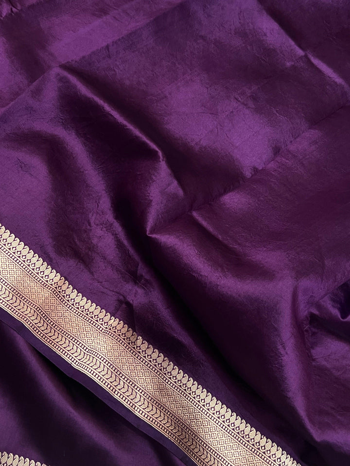 Deep Purple Pure Silk Handloom Banarasi Saree with Kadhwa meenakari motifs