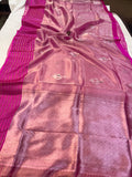 Rani Pink Pure Banarasi Handloom Tissue Silk Saree