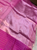 Rani Pink Pure Banarasi Handloom Tissue Silk Saree