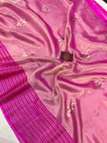 Rani Pink Pure Banarasi Handloom Tissue Silk Saree