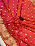 Orangeish Pink  Pure Banarasi Handloom Katan Silk Saree - Aura Benaras