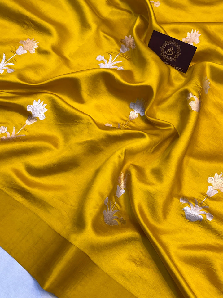 Yellow Pure Silk Handloom Banarasi Saree