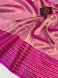 Rani Pink Pure Banarasi Handloom Tissue Silk Saree