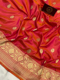 Orangeish Pink  Pure Banarasi Handloom Katan Silk Saree - Aura Benaras