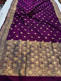 Wine Pure Banarasi Handloom Katan Silk Saree - Aura Benaras