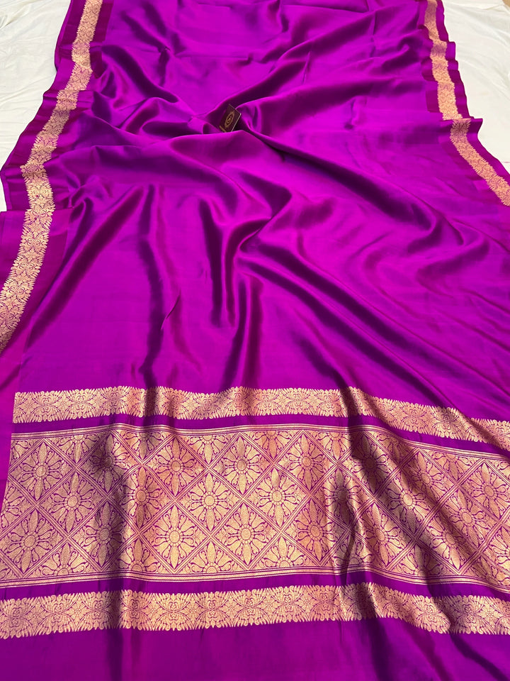 Purple Pure Silk Handloom Banarasi Saree