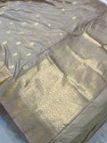 Beige Pure Banarasi Handloom Katan Silk Saree - Aura Benaras