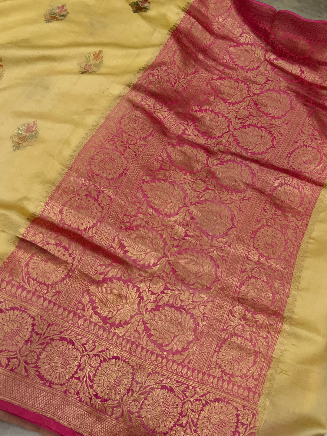 Yellow Banarasi Handloom Silk Saree