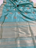 Blue Banarasi Handloom Katan Silk Saree - Aura Benaras
