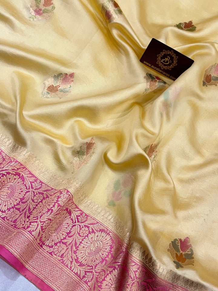 Yellow Banarasi Handloom Silk Saree