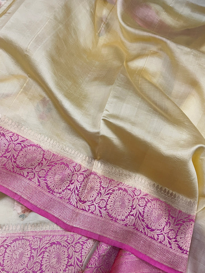 Yellow Banarasi Handloom Silk Saree