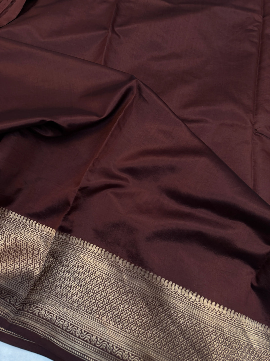 Brown Pure Silk Handloom Banarasi Saree