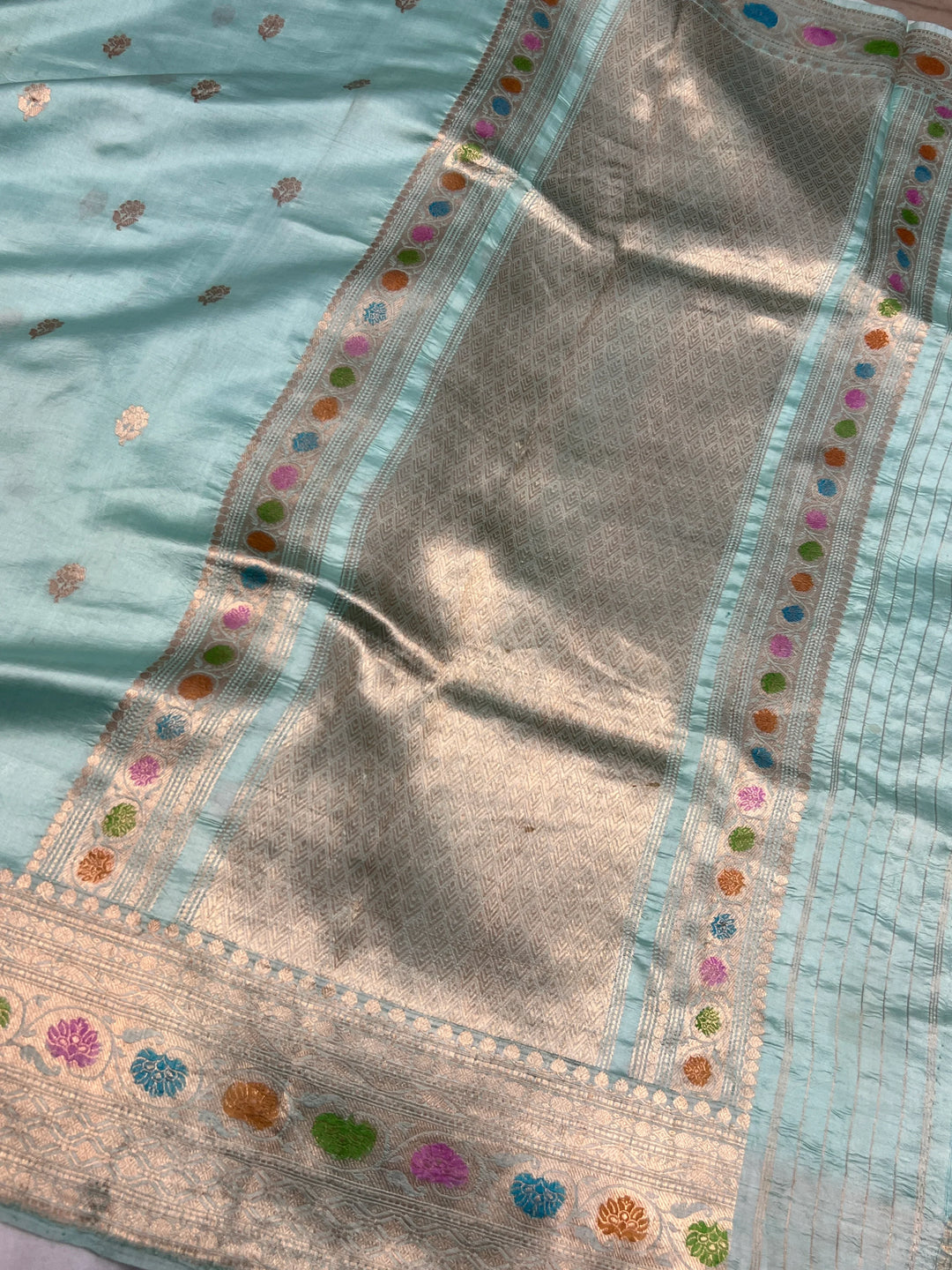 Sky Blue Banarasi Handloom Silk Saree
