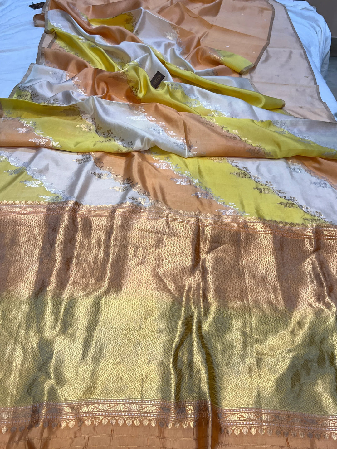 Yellow Pure Banarasi Handloom Silk Saree