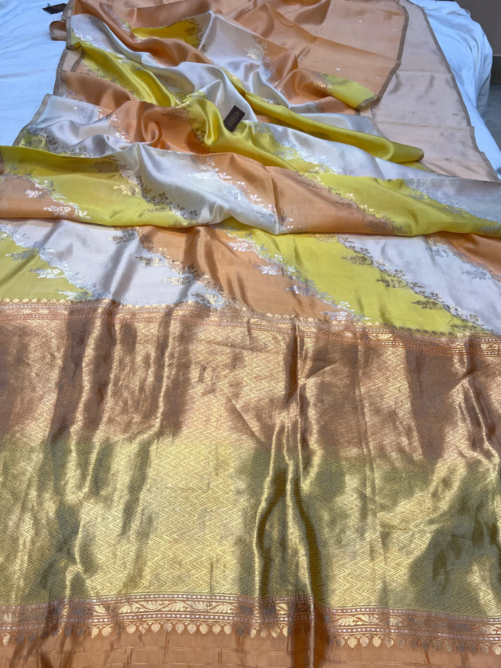 Yellow Pure Banarasi Handloom Silk Saree