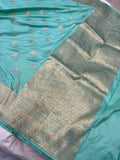 Aqa Blue Pure Banarasi Handloom Katan Silk Saree - Aura Benaras