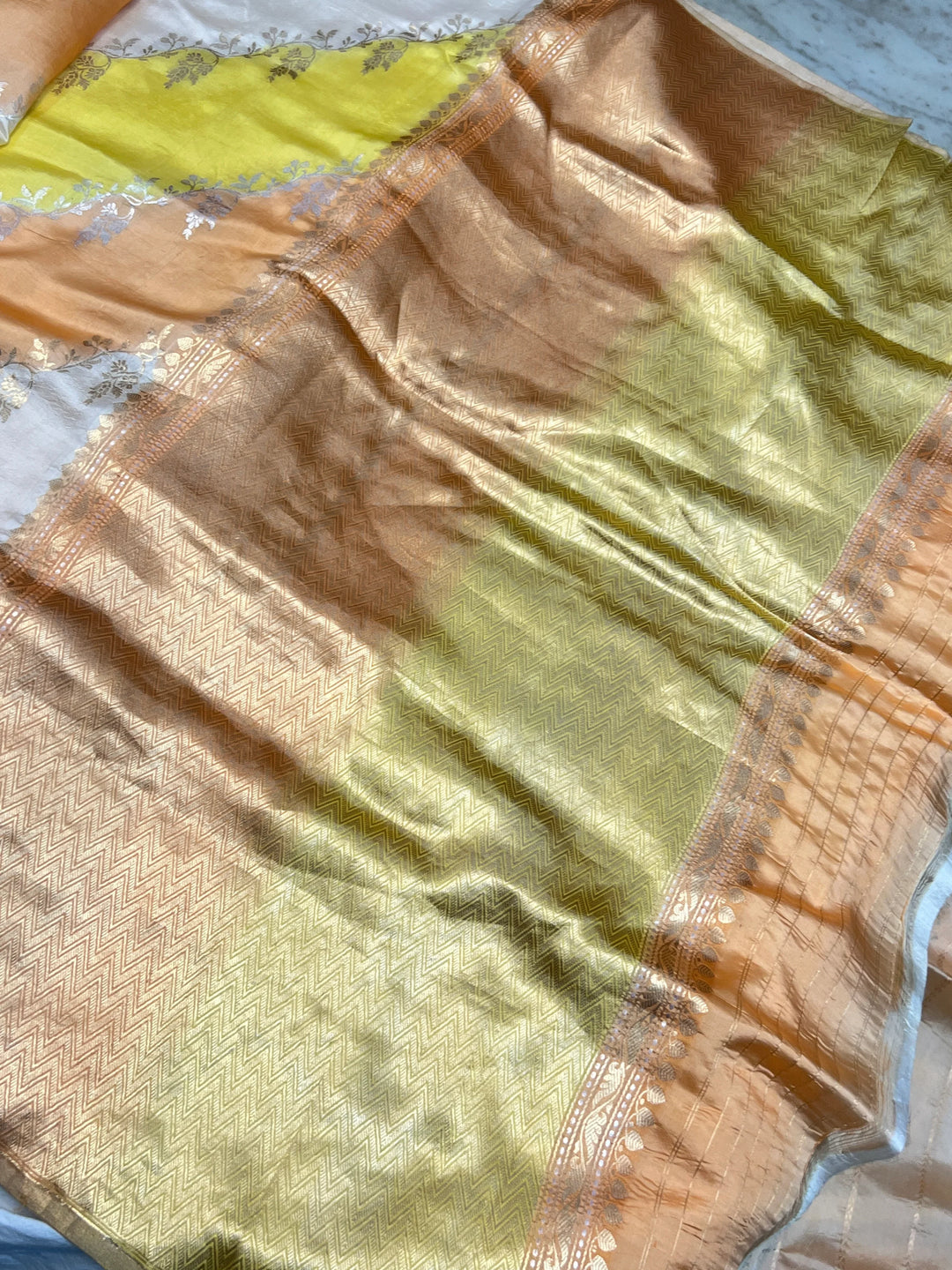 Yellow Pure Banarasi Handloom Silk Saree