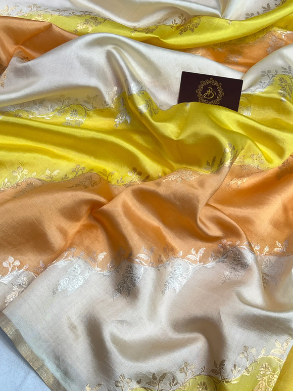 Yellow Pure Banarasi Handloom Silk Saree