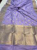 Lavender Pure Banarasi Handloom Katan Silk Saree - Aura Benaras