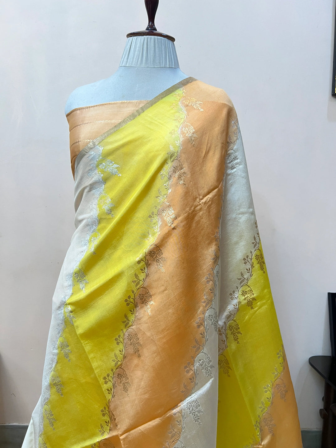 Yellow Pure Banarasi Handloom Silk Saree