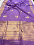 Lavender Pure Banarasi Handloom Silk Saree - Aura Benaras