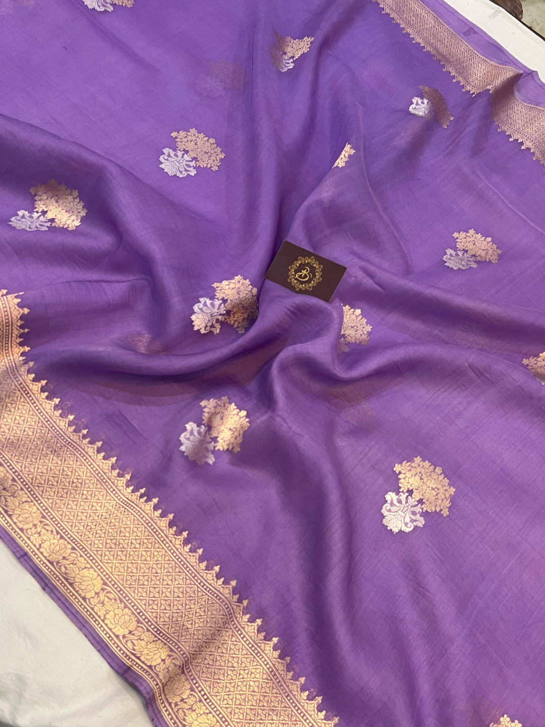 Lavender Pure Banarasi Handloom Silk Saree - Aura Benaras