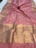 Blushing peach Pure Banarasi Handloom Katan Silk Saree