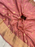 Blushing peach Pure Banarasi Handloom Katan Silk Saree