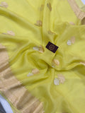 Pastel Yellow Pure Banarasi Handloom Silk Saree - Aura Benaras