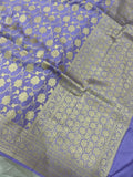 Lavender Banarasi Handloom Katan Silk Saree - Aura Benaras