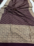 Wine Pure Banarasi Handloom Katan Silk Saree - Aura Benaras