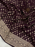 Wine Pure Banarasi Handloom Katan Silk Saree - Aura Benaras