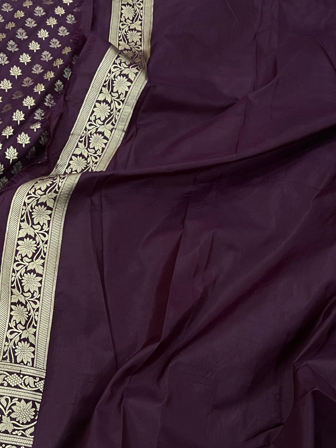 Wine Pure Banarasi Handloom Katan Silk Saree - Aura Benaras