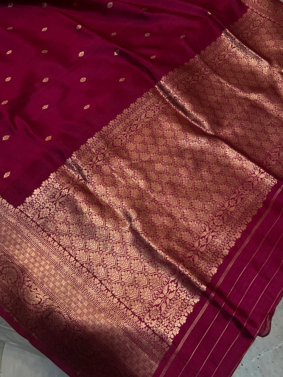 Maroon Pure Banarasi Handloom Silk Saree