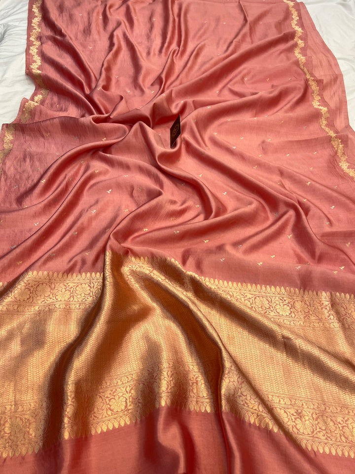 Rose Pink Pure Silk Handloom Banarasi Saree