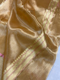 Golden Banarasi Handloom Organza Tissue Silk Saree - Aura Benaras