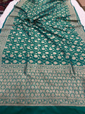 Rana Green Banarasi Handloom Katan Silk Saree - Aura Benaras