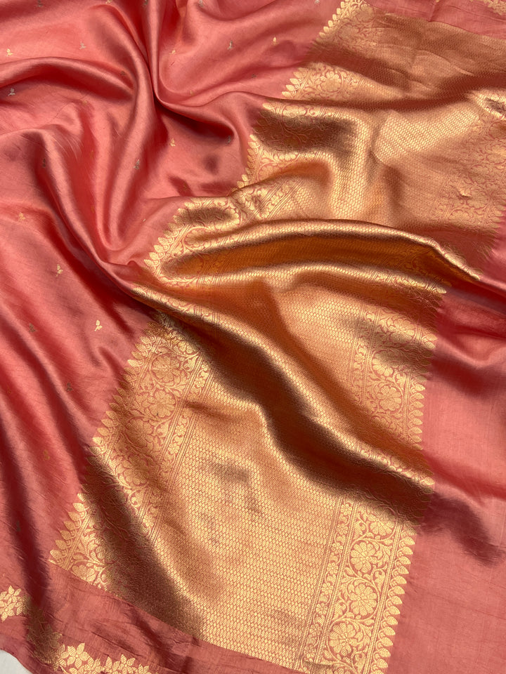 Rose Pink Pure Silk Handloom Banarasi Saree