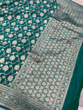 Rana Green Banarasi Handloom Katan Silk Saree - Aura Benaras