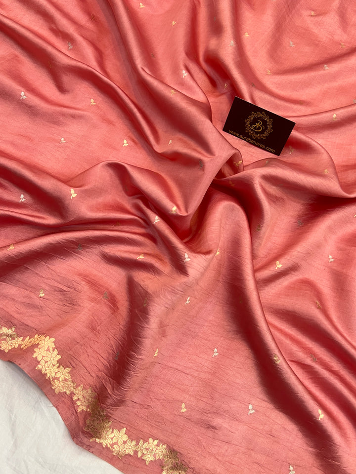 Rose Pink Pure Silk Handloom Banarasi Saree