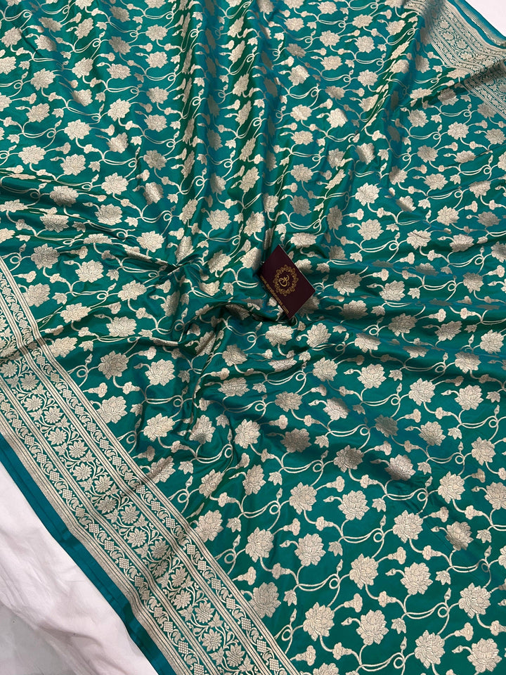 Rana Green Banarasi Handloom Katan Silk Saree - Aura Benaras
