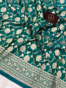 Rana Green Banarasi Handloom Katan Silk Saree - Aura Benaras