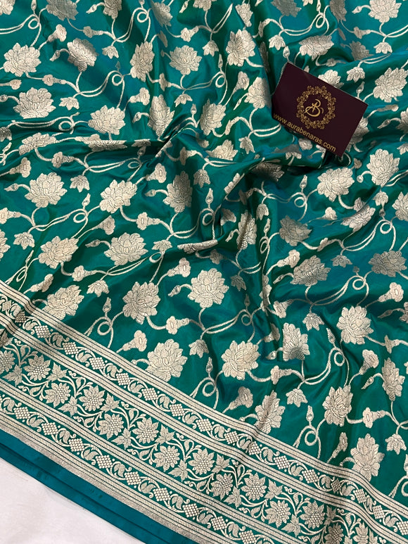 Rana Green Banarasi Handloom Katan Silk Saree - Aura Benaras