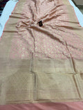 Peach Banarasi Handloom Katan Silk Saree - Aura Benaras