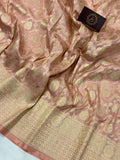 Peach Banarasi Handloom Katan Silk Saree - Aura Benaras