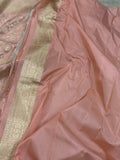 Peach Banarasi Handloom Katan Silk Saree - Aura Benaras