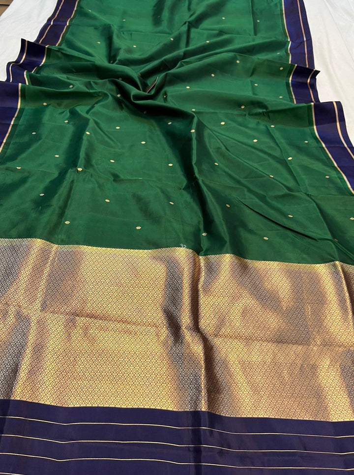 Green Pure Banarasi Handloom Silk Saree - Aura Benaras