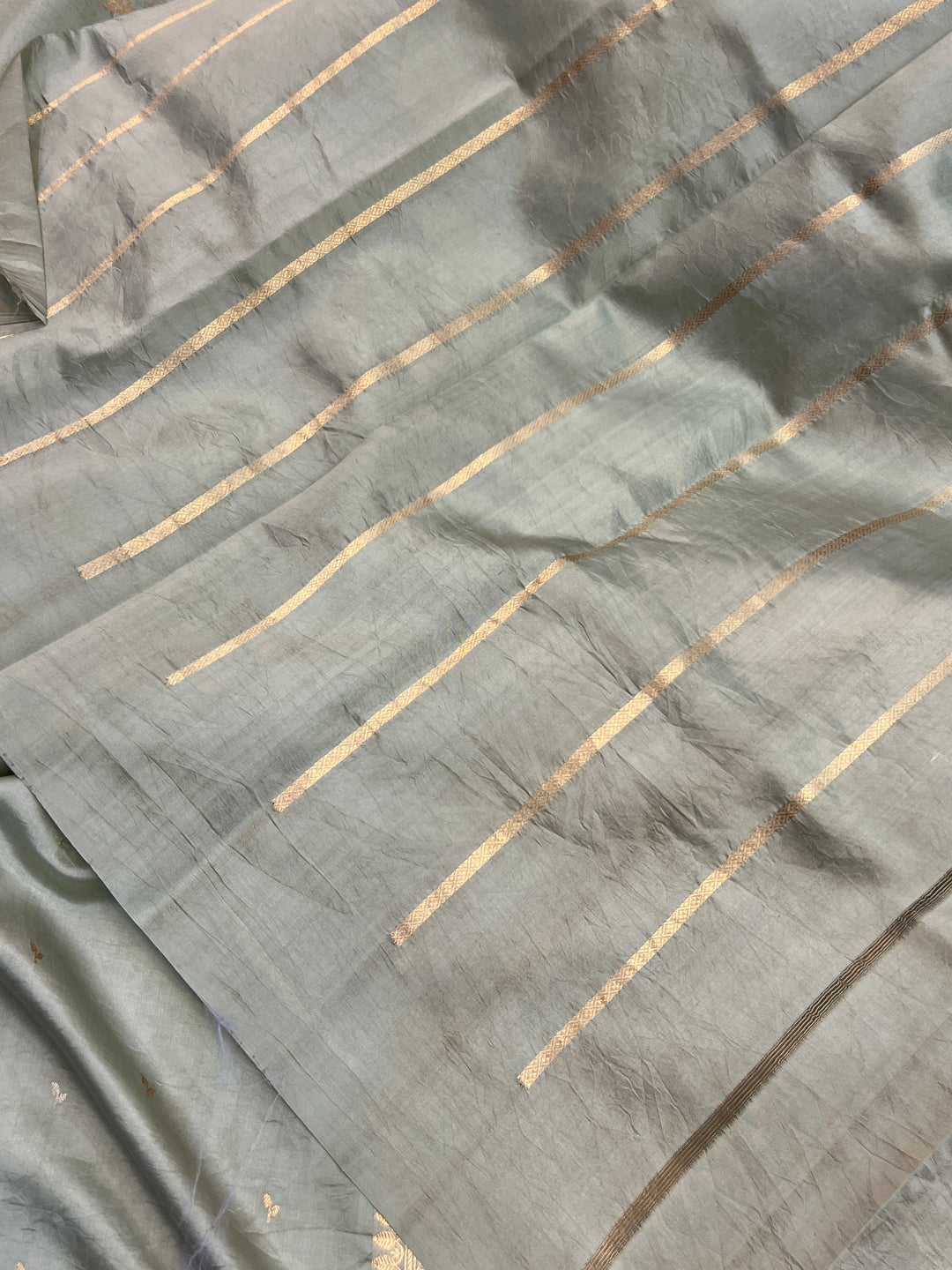Sage Grey Pure Silk Handloom Banarasi Saree